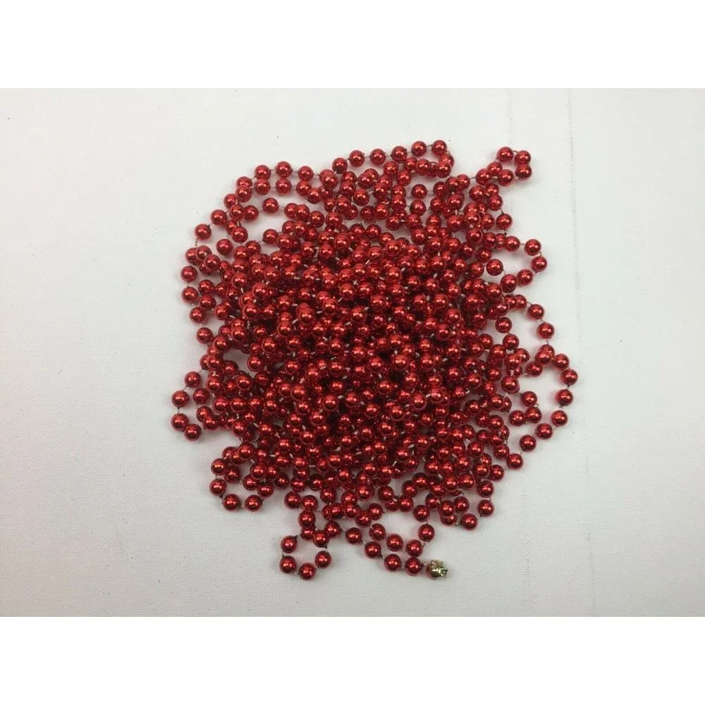 Christmas Festive Holiday Indoor Decor Plastic Red Bead Garlands Set of 2